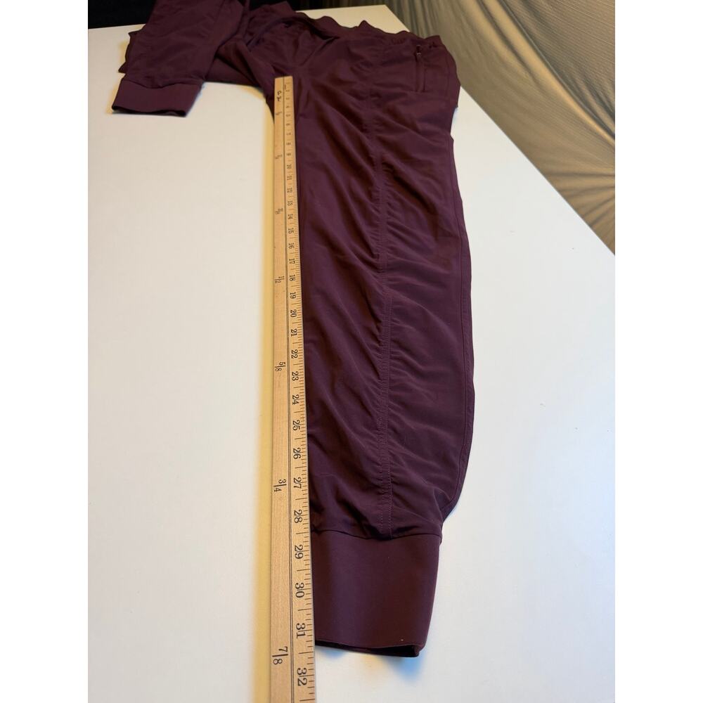 Athleta Attitude Lined Pants Womens 8 Tall Ruched Burgundy Athletic Jogger Dance - Picture 13 of 13
